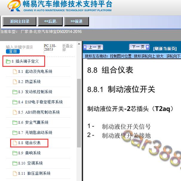 2014-2016年北京汽车-绅宝D50仪表针脚定义