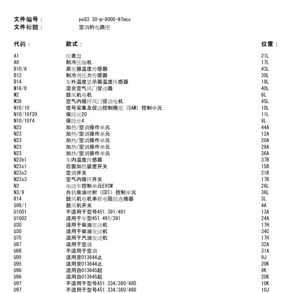 2012年奔驰SMART空调电路图.