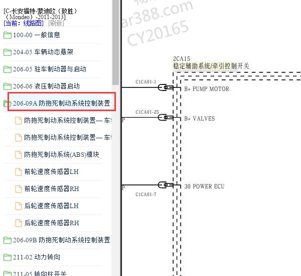 2011年福特蒙迪欧ABS电路图
