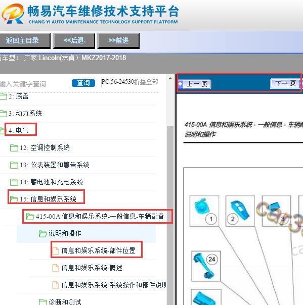 2017-2018年林肯MKZ功放元件位置
