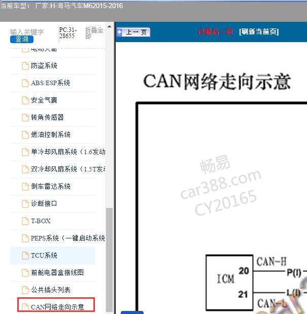 2015-2016年海马汽车-M6数据通讯电路图