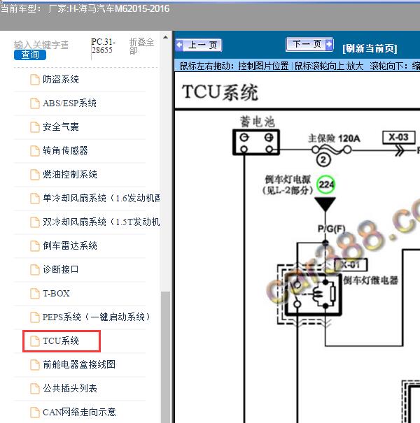 2015-2016年海马汽车-M6变速箱电路图