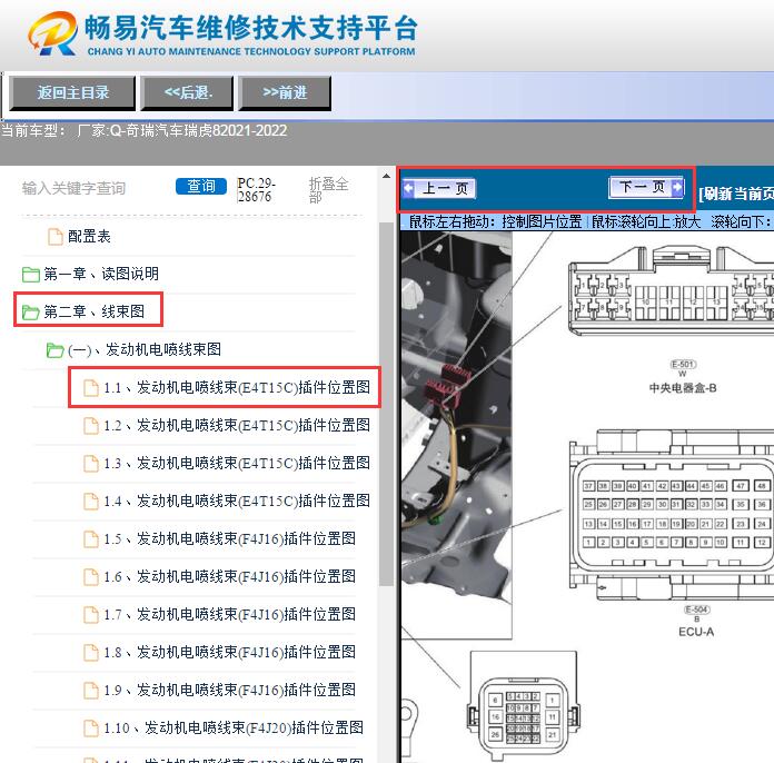 2021-2022年奇瑞瑞虎8  发动机针脚图