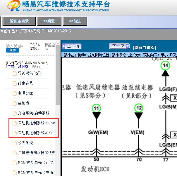 2015-2016年海马汽车-M6燃油泵电路图
