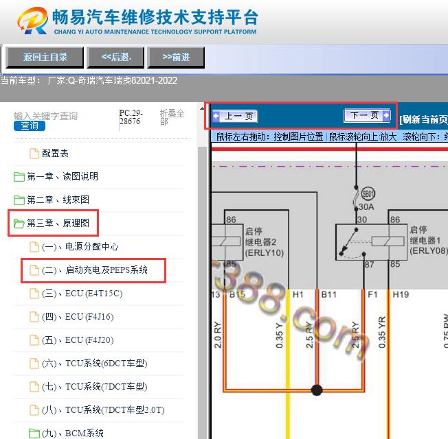 2021-2022年奇瑞瑞虎8  启停电路图