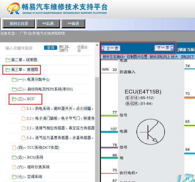 2018年奇瑞瑞虎8  发动机电路图