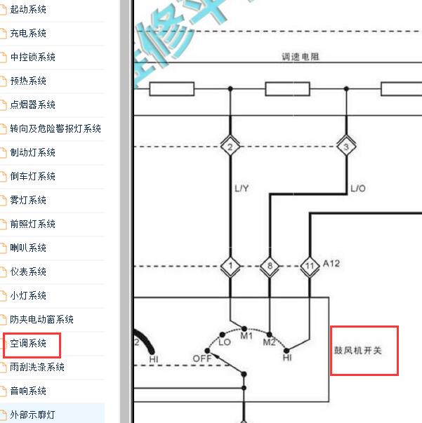 2014-2016年福田奥铃空调鼓风机电路图