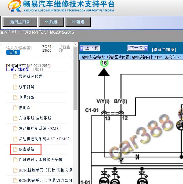 2015-2016年海马汽车-M6仪表电路图