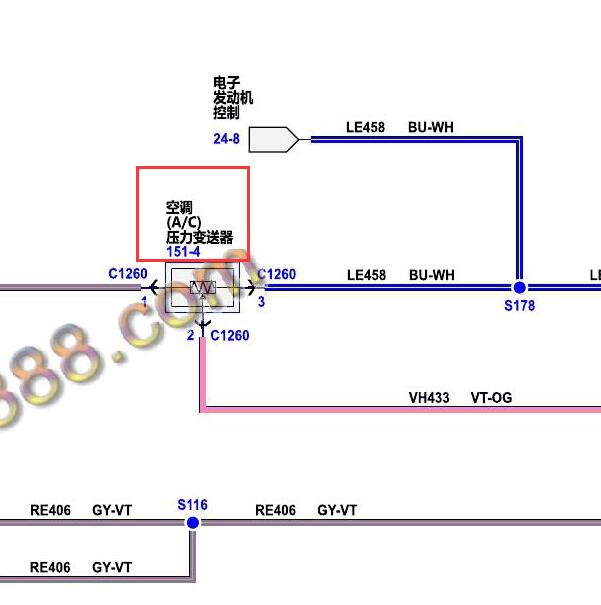 2020-2021年林肯冒险家空调压力传感器电路图
