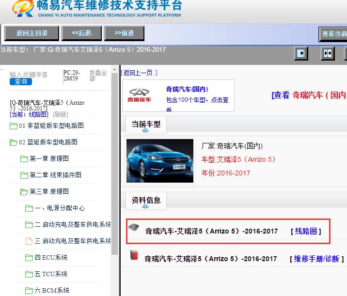 奇瑞汽车-艾瑞泽5（Arrizo 5）-2016-2017[ 线路图 ]