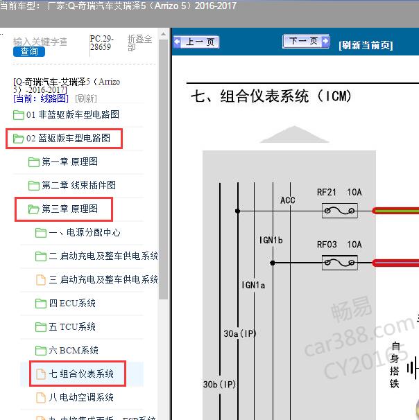 2016-2017年奇瑞汽车-艾瑞泽5（Arrizo 5）仪表电路图