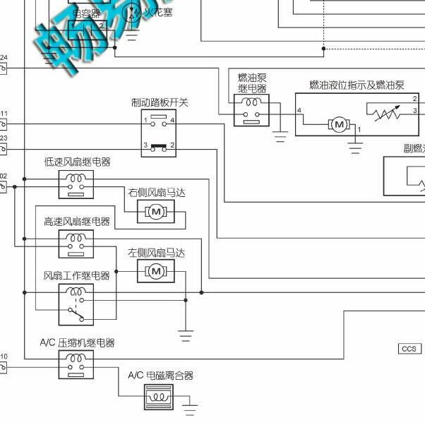 2013-2014年纳智捷大7 发动机风扇电路图.