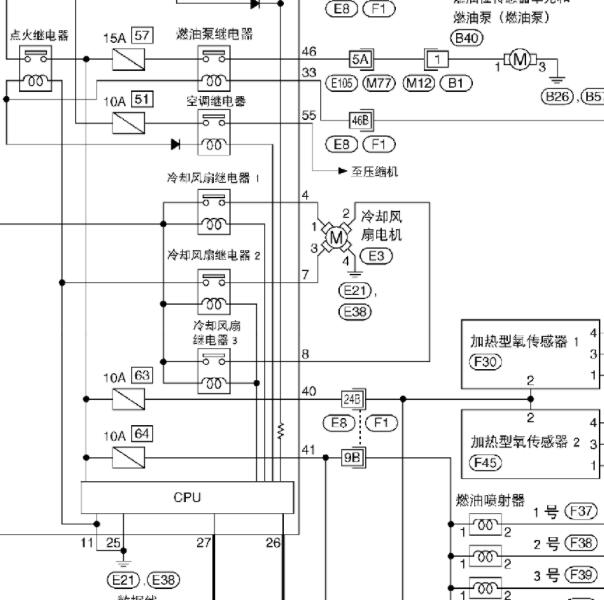 2007年日产轩逸HR16发动机风扇电路图
