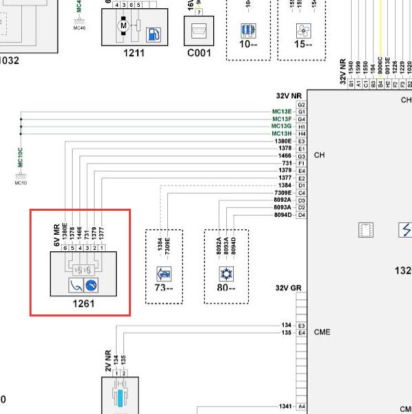 2012年雪铁龙世嘉油门踏板线路图