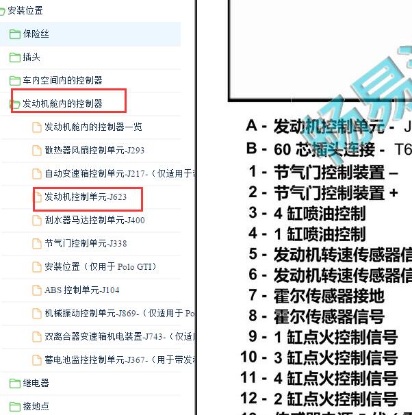 2017-2018年大众POLO DAH发动机针脚.