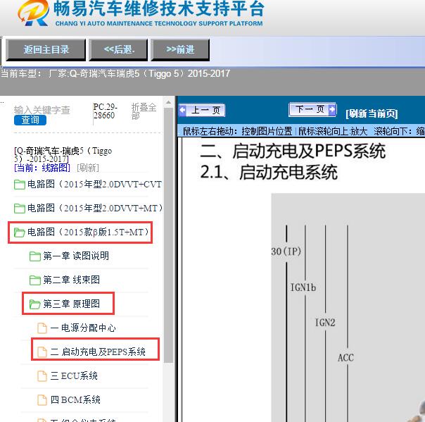 2015-2017年奇瑞汽车-瑞虎5（Tiggo 5）起动机电路图