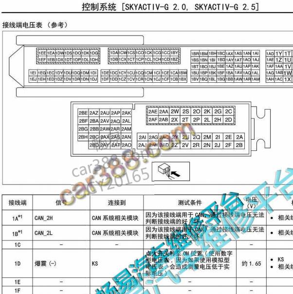 2019年马自达阿特兹PE2.0发动机针脚