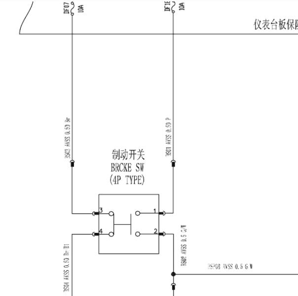 2017年长安欧尚A800制动开关电路图