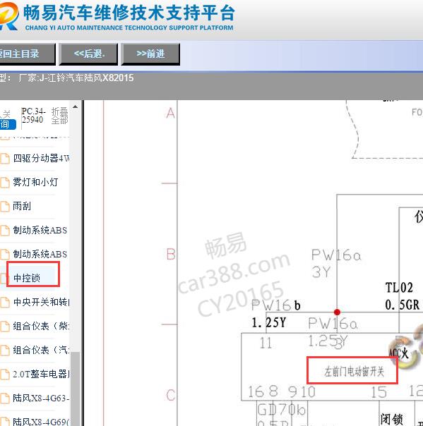 2015年陆风X8中控锁和车窗电路图