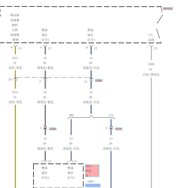 2008年克莱斯勒铂锐燃油表线路图