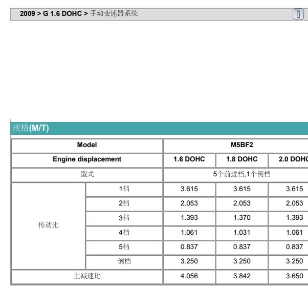 2009年现代伊兰特手动挡变速箱大修维修手册