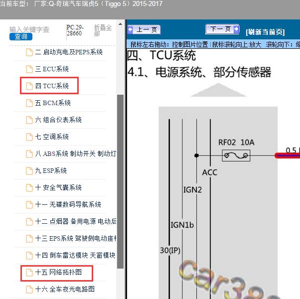 2015-2017年奇瑞汽车-瑞虎5（Tiggo 5）变速箱及CAN电路图