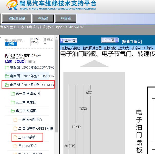 2015-2017年奇瑞汽车-瑞虎5（Tiggo 5）发动机电路图