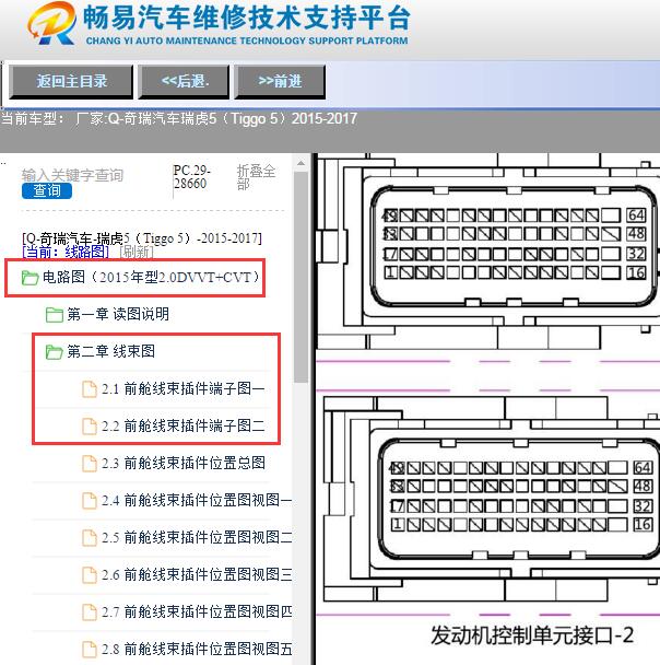 2015-2017年奇瑞汽车-瑞虎5（Tiggo 5）发动机电脑版针脚
