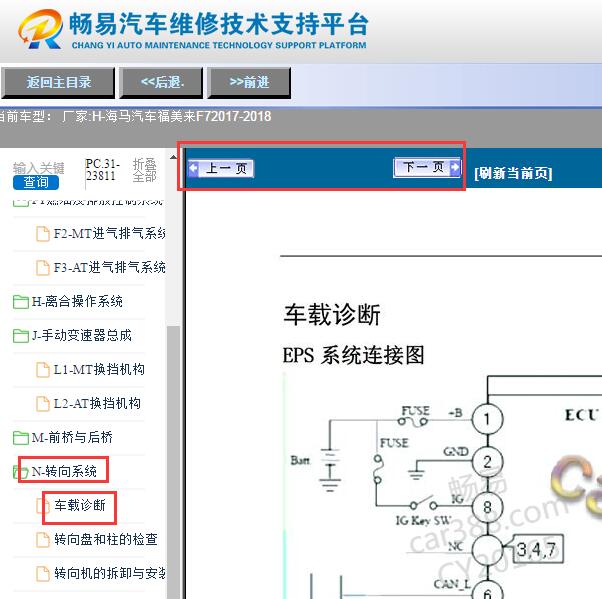 2018年海马福美来F7转向系统电路图