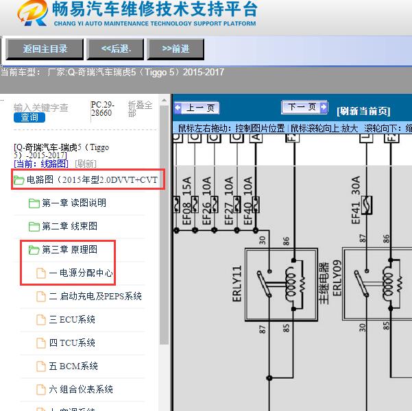 2015-2017年奇瑞汽车-瑞虎5（Tiggo 5）主继电器电路图