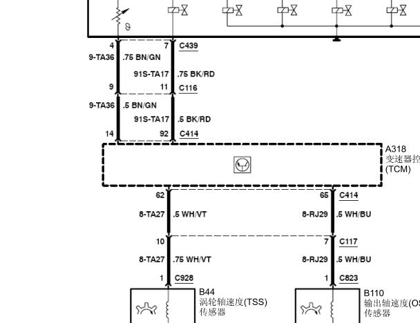 2009年福特福克斯变速箱电路图