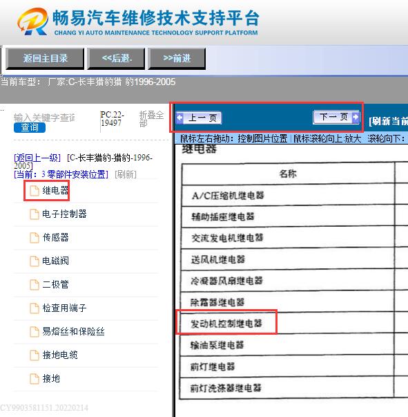 1996-2005年长丰猎豹  主继电器位置