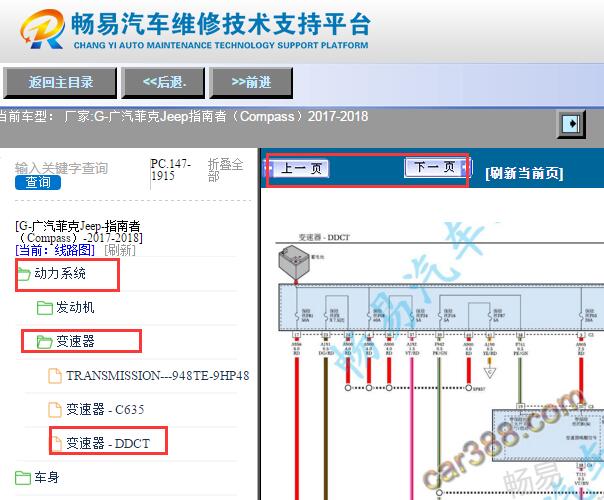 2017-2018年吉普指南者变速箱电路图