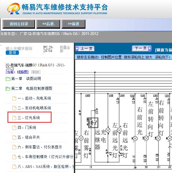 2011-2012奇瑞瑞麒G5  灯光电路图