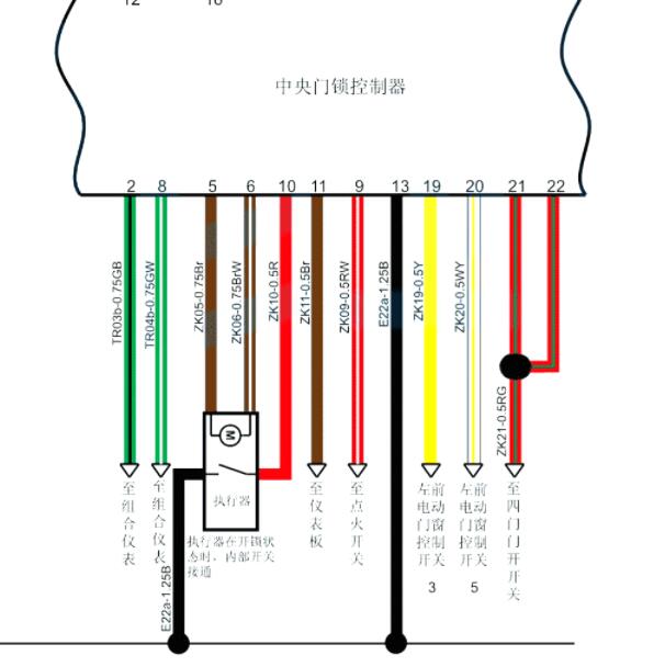 2015年江铃骐铃T5中控锁电路图.