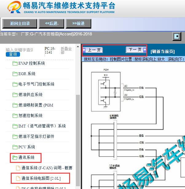 2016-2018年丰田雅阁通讯电路图
