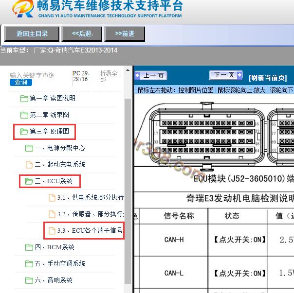 2013-2014年奇瑞汽车-E3发动机针脚