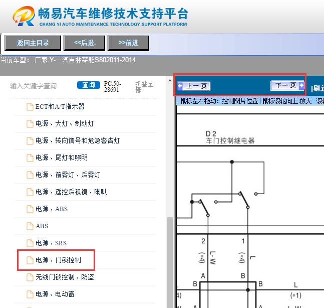 2011-2014年森雅S80  中控电路图