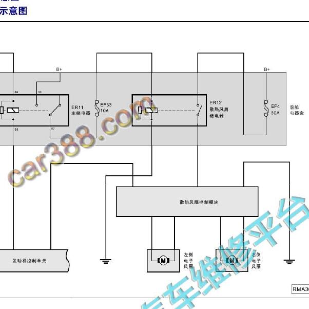 传祺4B20J1发动机风扇电路图
