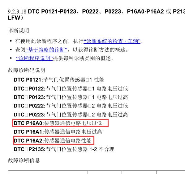 2012年凯迪拉克SRX P16A0和P16A2故障码资料