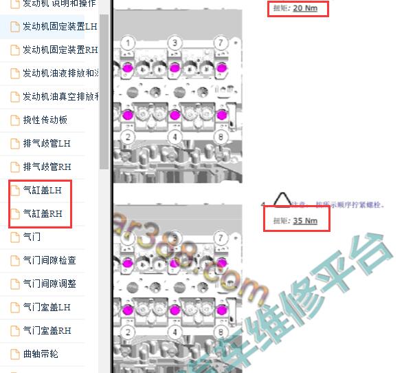 2014年路虎揽胜发动机气缸盖扭矩