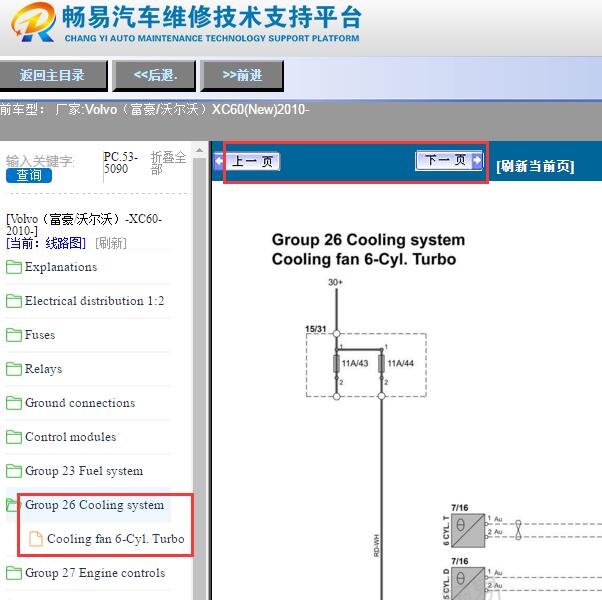 2010年沃尔沃XC60散热风扇电路图