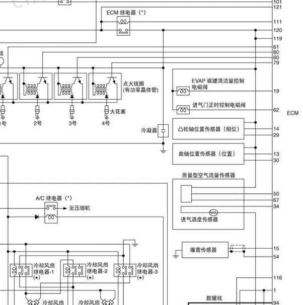 2006年日产天籁QR20发动机凸轮轴传感器电路图