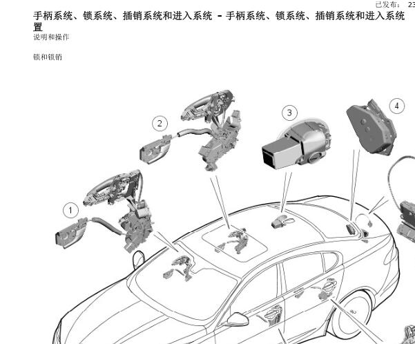 2013-2015年捷豹XF无钥匙进入智能天线安装位置