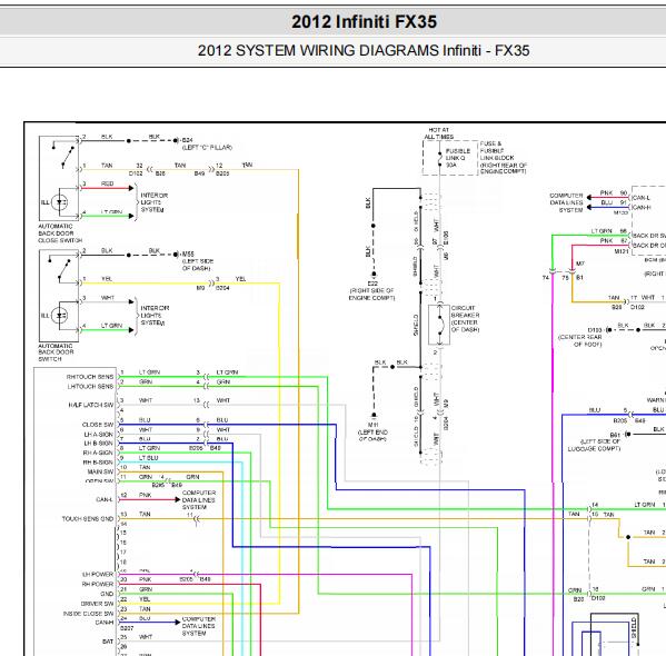2012年英菲尼迪FX35尾门电路图