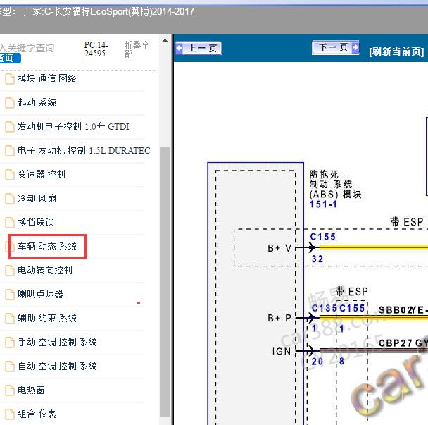 2014-2017年福特翼博ABS电路图