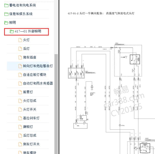 2012-2013年福特福克斯车外照明电路图