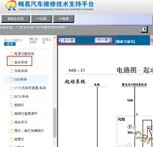 2014-2017年东南V5菱致起动系统电路图