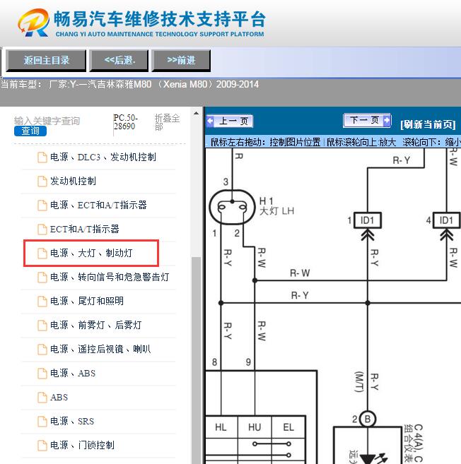 2009-2014年森雅M80  大灯电路图