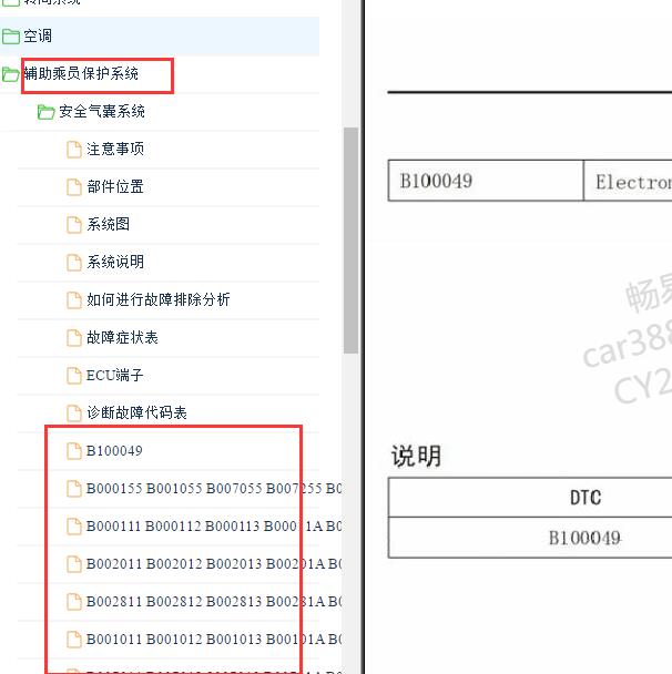 2016-2018年森雅R7 气囊故障码资料